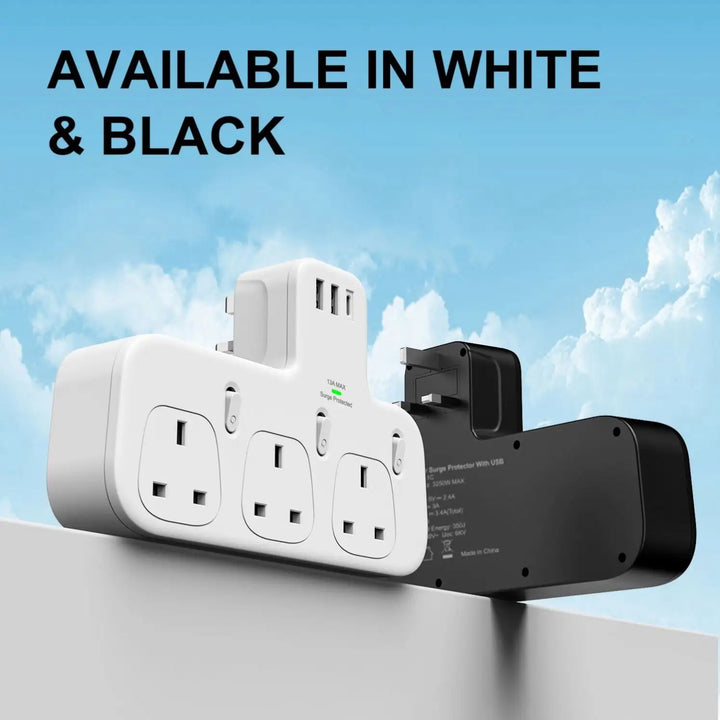 6-in-1 Power Hub – Compact and safe charging station with USB and AC ports, perfect for multiple devices. Free delivery available. توصيل مجاني متاح"